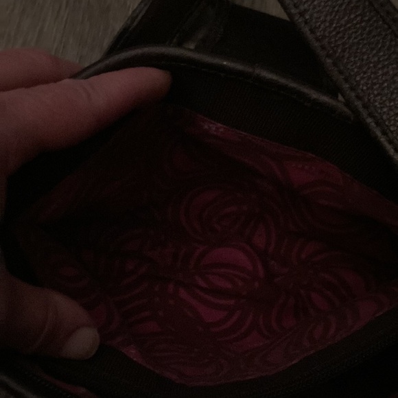 The Sak Pink Label 💯 % Leather Metallic Dark Silver/Brown Shoulder Purse 👛. - Picture 12 of 13